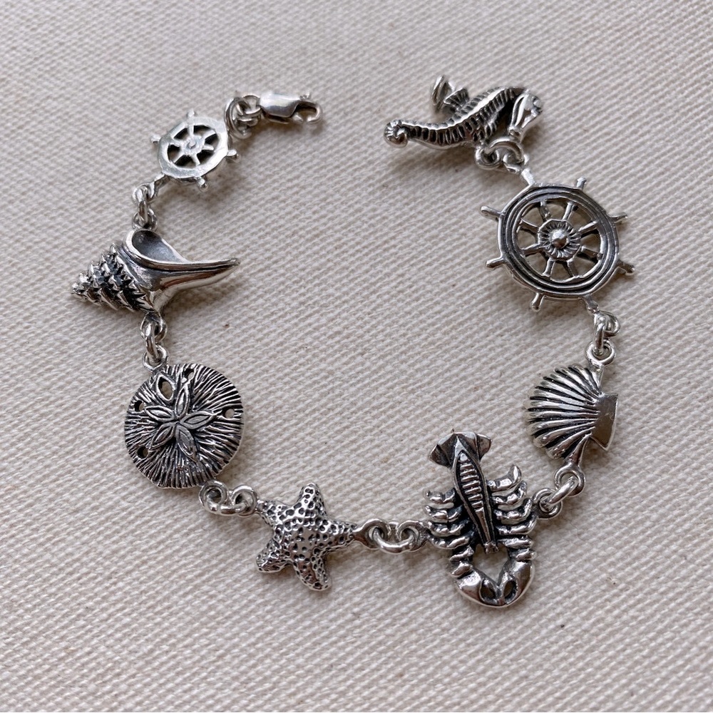Perfect Sterling Summer Beach Charm Bracelet